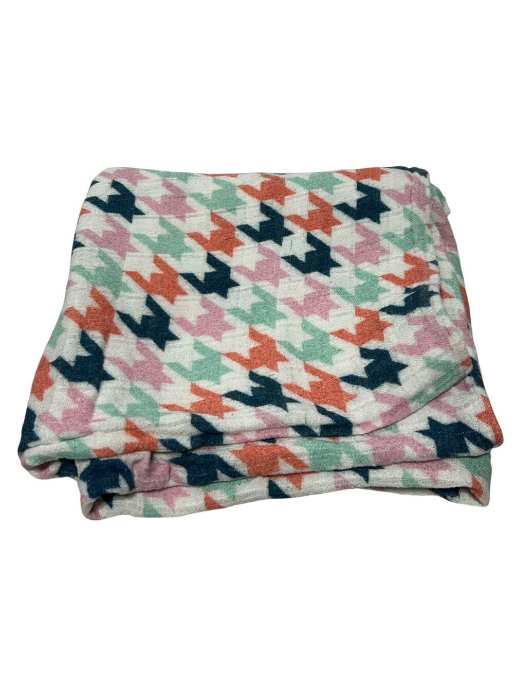Tula Houndstooth Muslin Bamboo Baby Blanket Orange Pink Navy Blue Mint Green